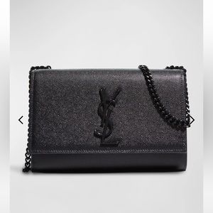 Saint Laurent
Kate Small YSL Grain de Poudre Chain Shoulder Bag, Black Hardware